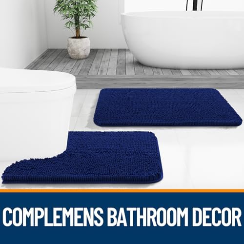OLANLY Toilet Rugs U-Shaped 20x20, Soft Absorbent Chenille Contour Rugs
