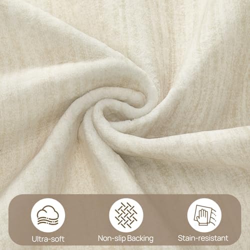 UERMEI 5x7 Washable Area Rug - Neutral Modern Abstract Living Room Rugs, Non-Slip Soft Large Indoor Floor Carpet for Bedroom Home Office & Under Dining Table Decor, Brown/Beige