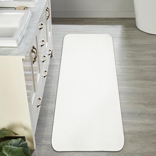 Bosap Bath Mat,Ultra Thin Bathroom Runner Rugs,Large Bath Mats for Bathroom,Quick Dry,Non-Slip,Machine Washable,Low Pile,Bath Rug,Shower Outside,Sink,Home Decor Accessories.Cream,2'x5'(24x60inch)