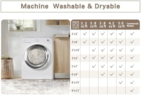 Beige Grey 10x14 Washable Area Rugs for Living Room,Bedroom,Dining Room