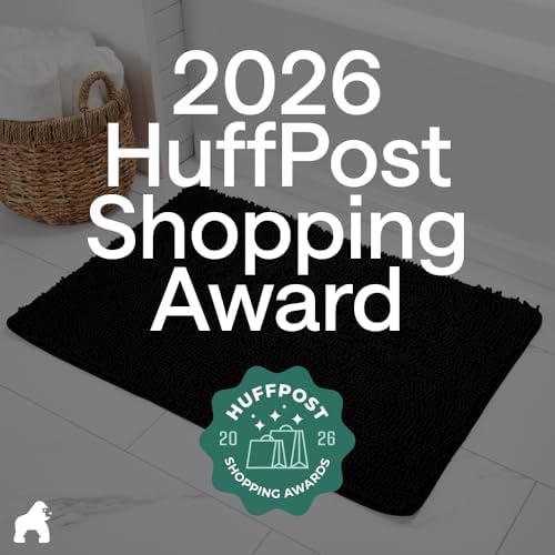 GORILLA GRIP Bath Rug Mat for Bathroom, Absorbent Chenille, 60x24 Black