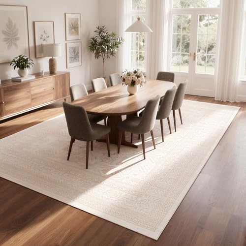 8x10 Retro Washable Area Rugs for Living Room,Bedroom,Dining Room- Brown