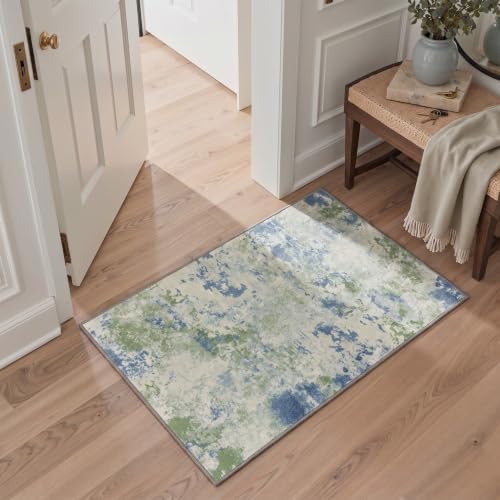 BEIMO 8x10 Area Rug for Bedroom, Green Ivory Washable Abstract Rug