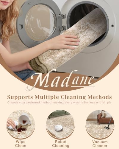 Madane 8x12 Area Rugs for Living Room, Washable Natural Rug Beige/Brown