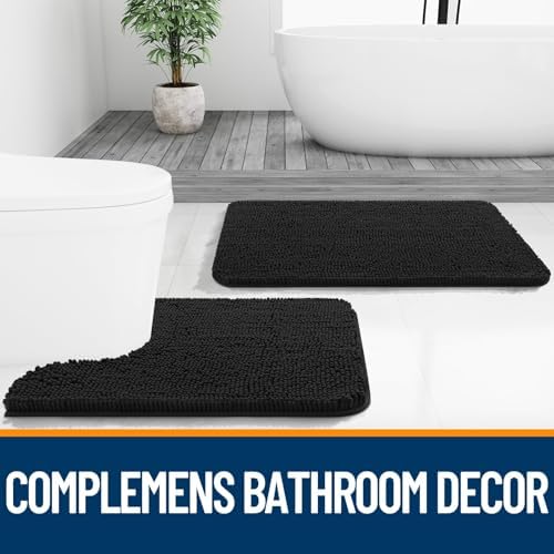 OLANLY Toilet Rugs U-Shaped 20x20, Soft Absorbent Chenille Contour Rugs
