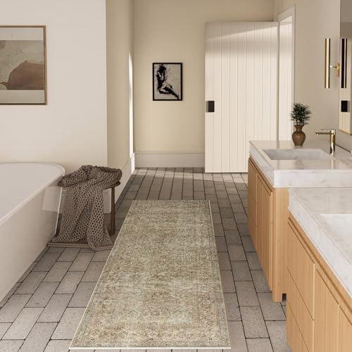 Washable Runners for Hallways Kitchen Rug: 2'x10' Runner Rugs Stain Resistant Non Slip Low Pile Soft Carpet Runners for Hallways Bedroom Kitchen Entryway Indoor Beside Bathroom Laundry Room