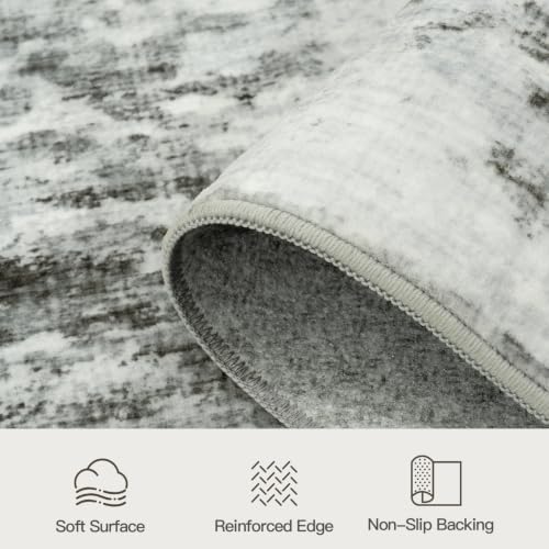 8x10 Area Rug for Living Room, Abstract Washable Non-Slip Rugs,Gold Ivory
