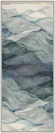BEIMO Runner Rug for Hallway Kitchen, 2x5 Machine Washable Runners Rug for Entryway, Soft Modern Abstract Throw Rugs, Low Pile Floor Cover with Non Slip Backing, Light Teal