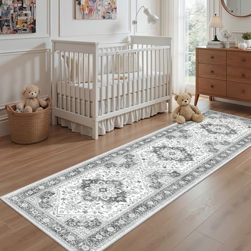 Washable 2x6 Hallway Runner Rug Grey,Vintage Kitchen Rug Entryway Carpet