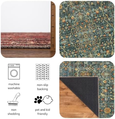 Keen Home Design Vintage Washable Area Rug, Non-Slip Low Pile, 4x6