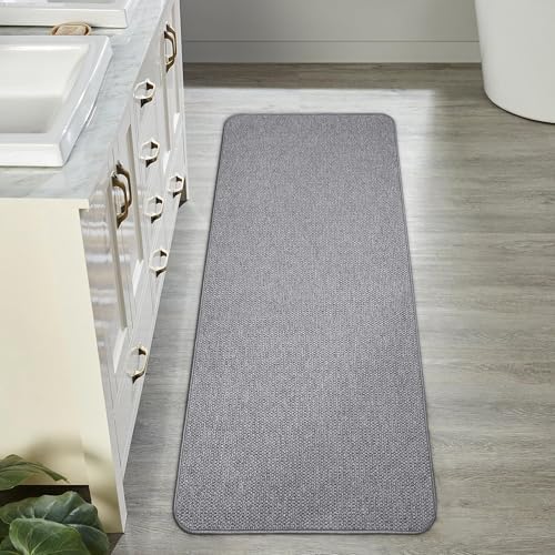 Bosap Bath Mat,Ultra Thin Bathroom Runner Rugs,Large Bath Mats for Bathroom,Quick Dry,Non-Slip,Machine Washable,Low Pile,Bath Rug,Shower Outside,Sink,Home Decor Accessories.Grey,2'x5'(24x60inch)