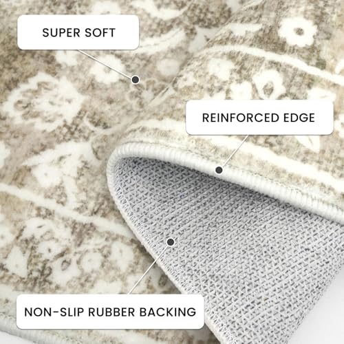 Vintage Washable Rugs for Entryway 3x5 Area Rug Non Slip Door Mat