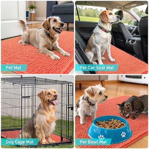 OLANLY Dog Door Mat for Muddy Paws 32x20, Super Absorbent Chenille Mud Mat