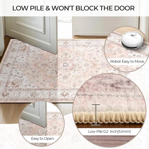 CAPALOCA Runner 2x8 Washable Nursery Girls Low Pile Area Rug Pink