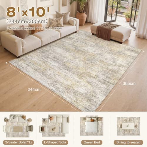 cotiled Boho 8x10 Area Rugs for Living Room: Large Moroccan Washable Rug