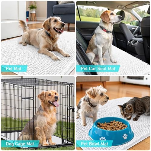 OLANLY Dog Door Mat for Muddy Paws 70x35, Super Absorbent Chenille Mud Mat