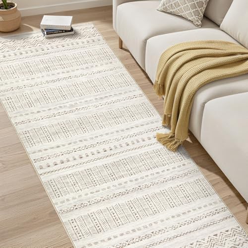 cotiled Hallway 3x10 Runner Rugs Washable Boho Rug Brown Cream
