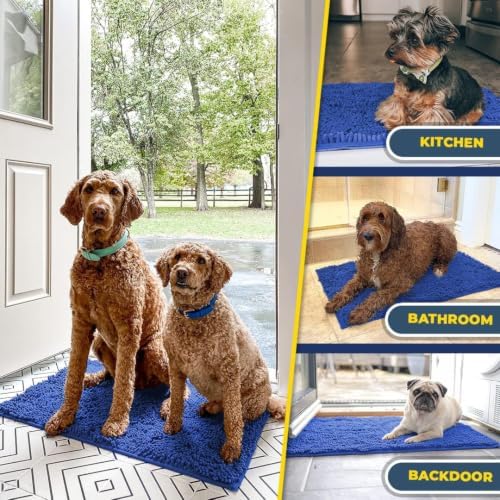 Muddy Mat® | Super Water Absorbent Door Mat Indoor, Microfiber Quick Dry Chenille Entryway Rug, Slip Resistant Front Door Mat, Indoor Mats for Entryway, Machine Washable Pet Rug, Periwinkle 5ft x 7ft
