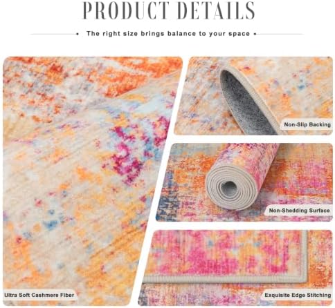 3x14 Washable Runner Rug:Modern Abstract Soft Carpet Galaxy Haze