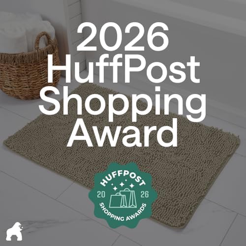 GORILLA GRIP Bath Rug Mat for Bathroom, Absorbent Chenille, 44x26 Sand