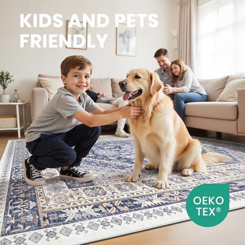 zesthome 2x3 Rug Non Slip, Small Washable Entryway Rug,Blue