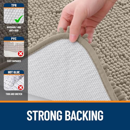 OLANLY Bathroom Rugs 34x21, Extra Soft Absorbent Chenille Bath Rugs