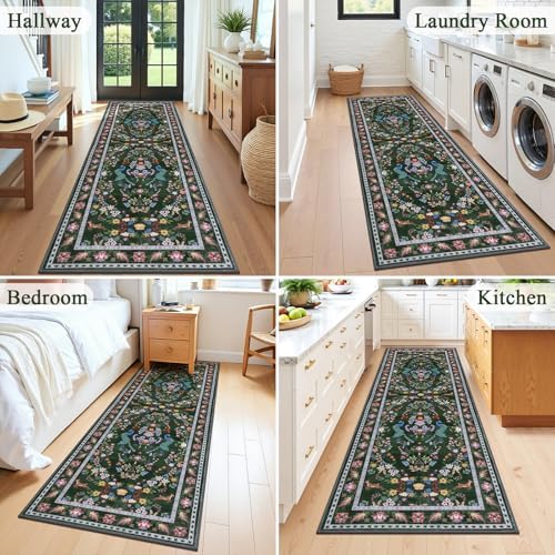 HEBE Hallway Runner Rug 2'x6', Washable Non Slip Kitchen Rug Runner