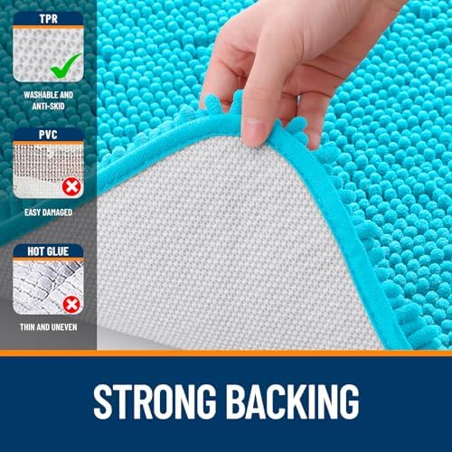 OLANLY Bathroom Runner Rugs 47x20, Extra Soft Absorbent Chenille Bath Rugs
