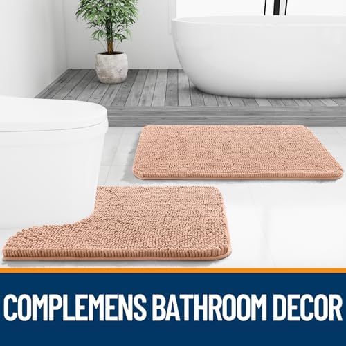 OLANLY Bathroom Runner Rugs 47x20, Extra Soft Absorbent Chenille Bath Rugs