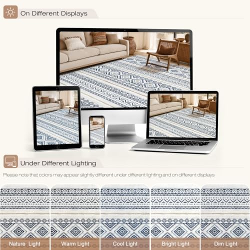 cotiled Boho 6x8 Area Rugs for Living Room: Soft Moroccan Washable Rug