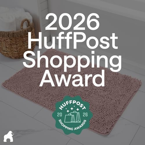 GORILLA GRIP Bath Rug Mat for Bathroom, Absorbent Chenille 44x26 Dusty Rose