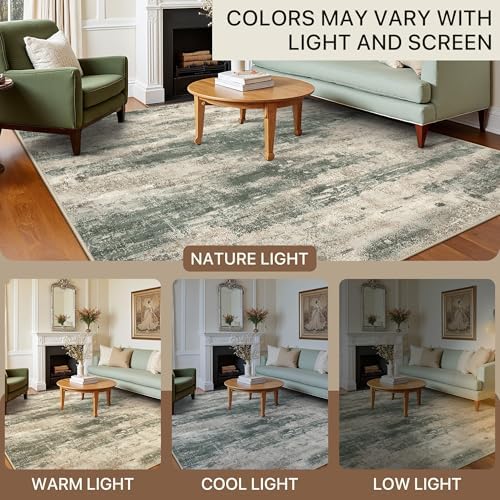 BEIMO Area Rugs 10x14 for Living Room, Green Taupe Washable Abstract Rug