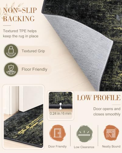 OLANLY 4x6 Washable Area Rug, Soft Non Slip Carpet for Bedroom Living Room