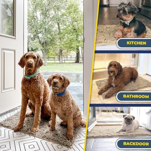 Muddy Mat® | Super Water Absorbent Door Mat Indoor, Microfiber Quick Dry Chenille Entryway Rug, Slip Resistant Front Door Mat, Indoor Mats for Entryway, Machine Washable Pet Rug, Sand 32" x 44"