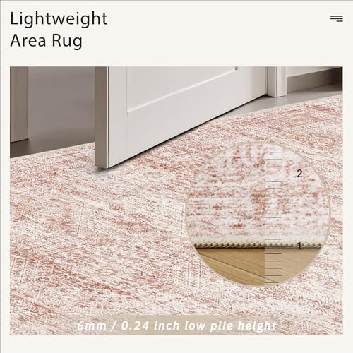 Soalmost Washable Area Rug 8x10 Large Soft Pink Rugs for Living Room