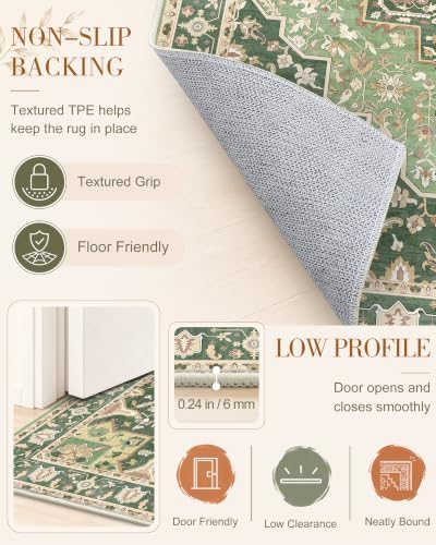 OLANLY 2'6"x14' Washable Runner Rug, Non Slip Carpet for Hallway Kitchen