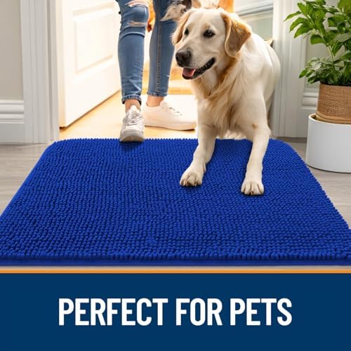 OLANLY Dog Door Mat for Muddy Paws 24x16, Super Absorbent Chenille Mud Mat