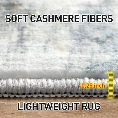 8x10 Area Rugs for Living Room: Washable Abstract Blue Multi Bedroom Carpet