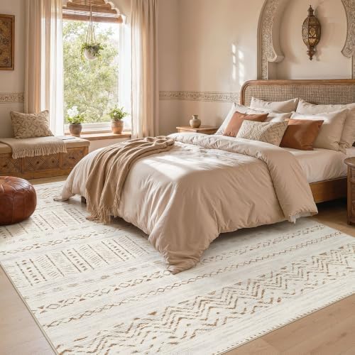 cotiled 6x9 Area Rugs for Living Room: Boho Washable Rug for Dining Room