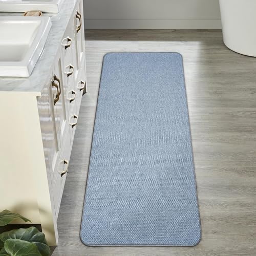 Bosap Bath Mat,Ultra Thin Bathroom Runner Rugs,Large Bath Mats for Bathroom,Quick Dry,Non-Slip,Machine Washable,Low Pile,Bath Rug,Shower Outside,Sink,Home Decor Accessories.Blue,2'x5'(24x60inch)