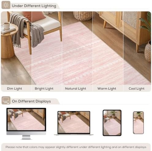 Nakagishi Boho 4x6 Pink Area Rug Living Room Rugs Machine Washable