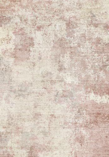 10x10 Square Living Room Rug – Washable Modern Abstract Large Rug for Bedroom, Dining Room, Playroom – Non-Slip Low-Pile Thin Indoor Floor Carpet (Dusty Rose Taupe, 10x10)