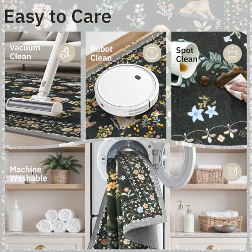 Soalmost 2x3 Dog Rugs for Entryway, Washable Door Mat Animal Soft Rug Black