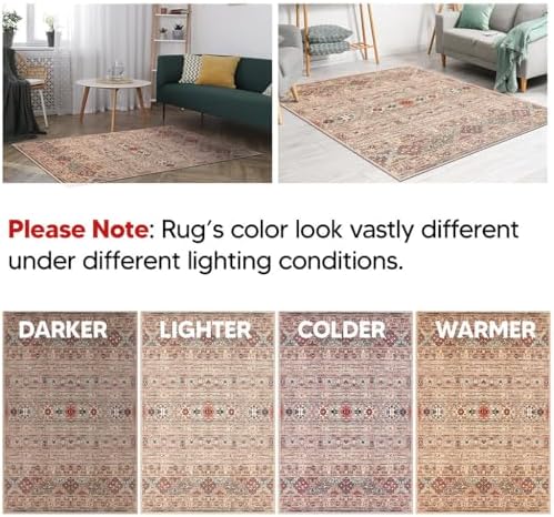 Keen Home Design Vintage Washable Area Rug, Non-Slip Low Pile, 6x9