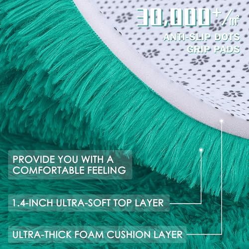 OLANLY 2x3 Machine Washable Small Bedside Rug, Soft Fluffy Shaggy Entryway Throw Rugs for Bedroom, Living Room, Indoor Floor Carpet for Kids Girls and Boys, Home Decor Aesthetic, Teal Green