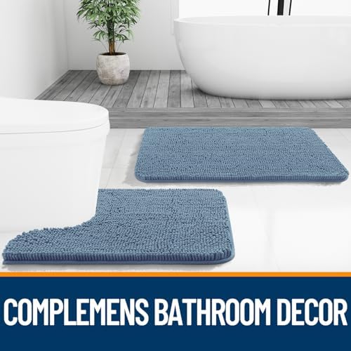 OLANLY Bathroom Rugs 34x21, Extra Soft Absorbent Chenille Bath Rugs
