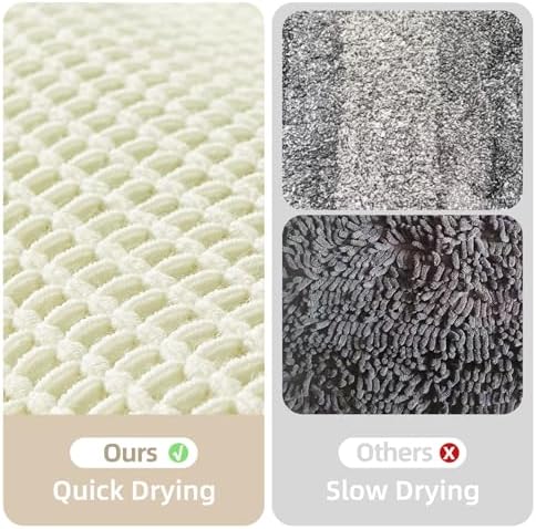 TYUU Cream White Waffle Bath Mat, Boho Bathroom Rugs Non Slip, 36x24