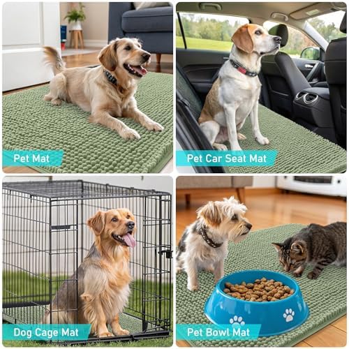 OLANLY Dog Door Mat for Muddy Paws 35x24, Super Absorbent Chenille Mud Mat