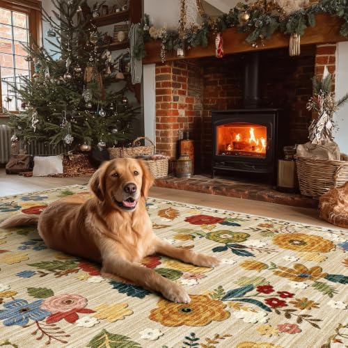 Washable Small Area Rug for Entryway: 2x3 Throw Rugs Non Slip Floral Carpet