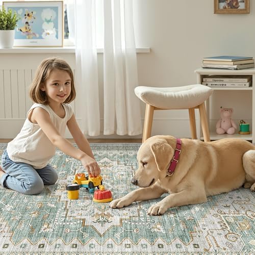 Runner Rug 2x5 Washable Runners for Hallways, Kitchen Runner Entryway Green